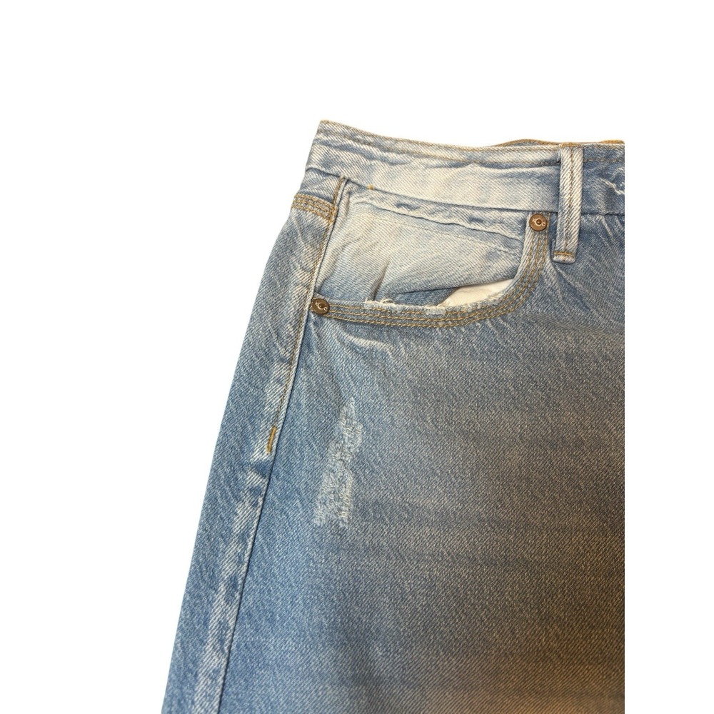 Kancan‎ Jeans Womens 30 90s Flare Wide Leg Distressed Hem Light Wash High Waist - Picture 3 of 11